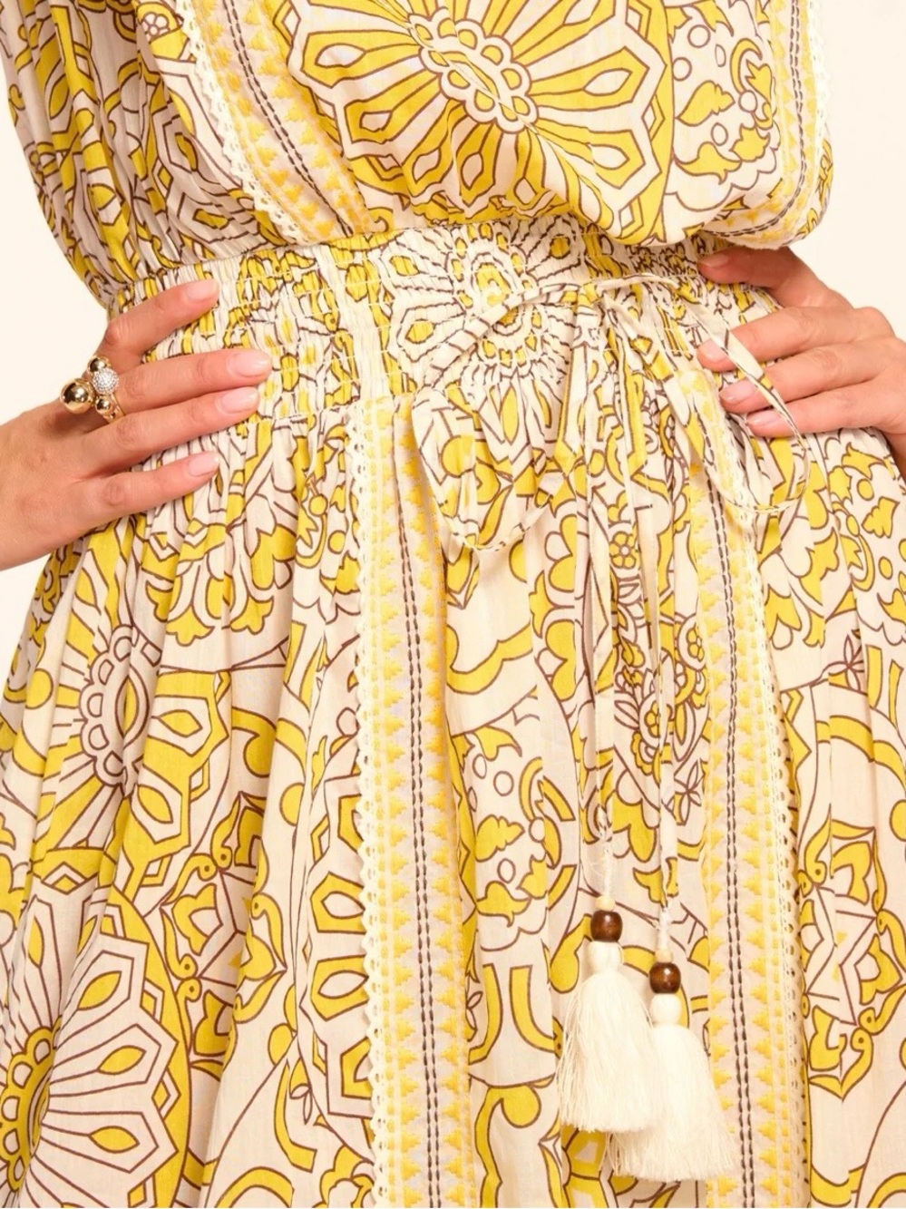 Ramy Brook Nadine Cotton Strapless Coverup Maxi Dress sunglow kaleidoscope - Picture 3 of 13